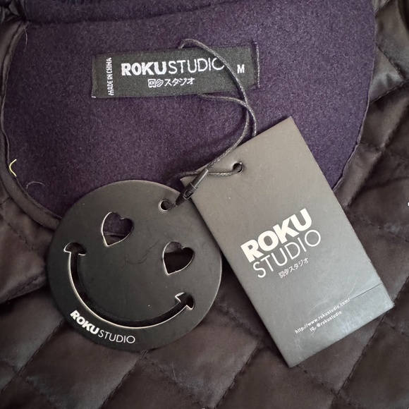 RokuStudio Hood Morning Navy and White Varsity Jacket Size Medium NWT - Picture 11 of 14